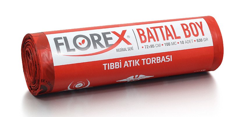 Florex Tıbbi Atık Poşeti Kırmızı C Katlama  72*95 Cm 630 Gr 10 Lu