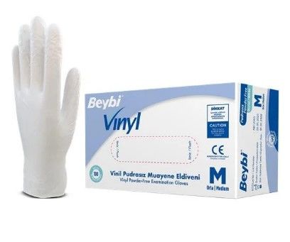 Beybi Vinil Pudrasız Muayene Eldiveni M 100 Lü