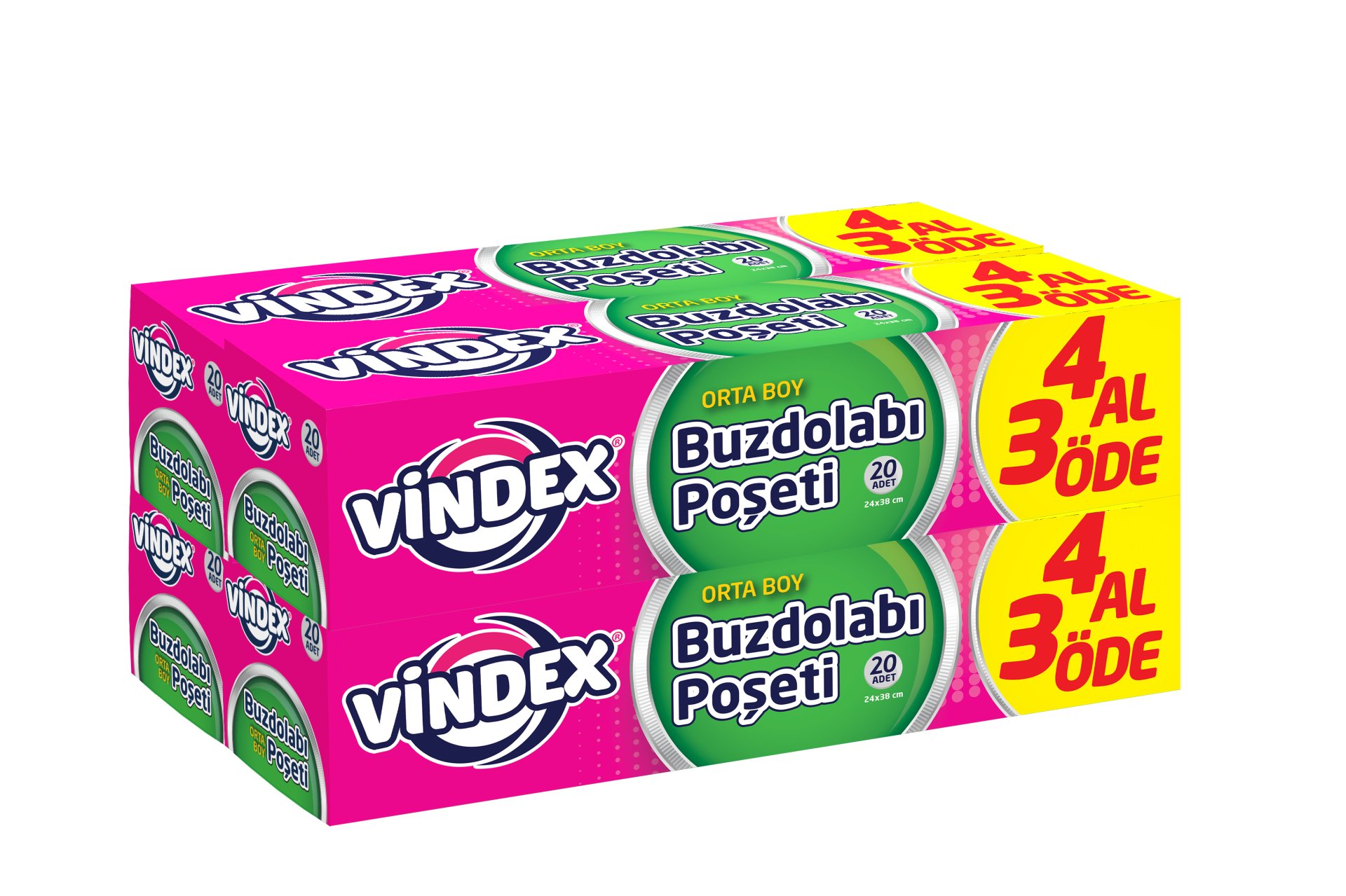 VİNDEX BUZDOLABI POŞETİ 4 AL 3 ÖDE ORTA BOY 20 Lİ