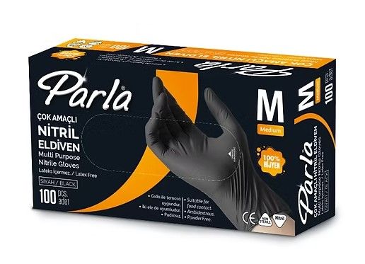 PARLA NİTRİL MUAYENE ELDİVENİ SİYAH M PK:100