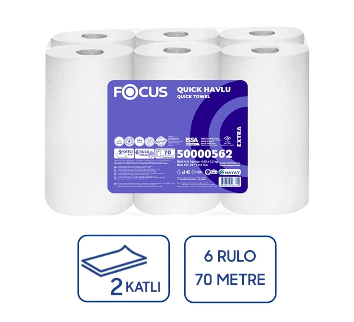 FOCUS OPTİMUM FOTOSELLİ KAĞIT HAVLU 70 METRE 6 RULO