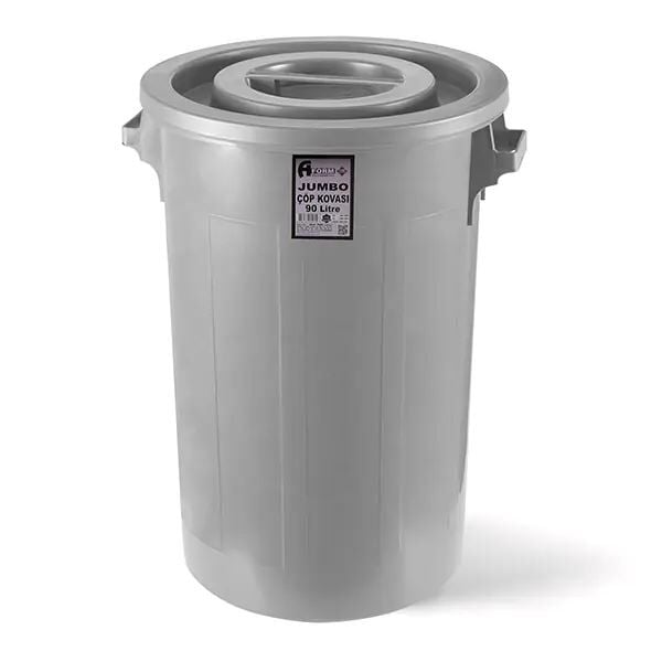 A FORM JUMBO KAPAKLI ÇÖP KOVASI 90 LT GRİ